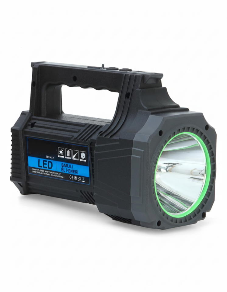 Şarjlı Dev Boy El Feneri 25W Süper Parlak LED El Lambası Kamp, Av ve Güvenlik İçin İdeal