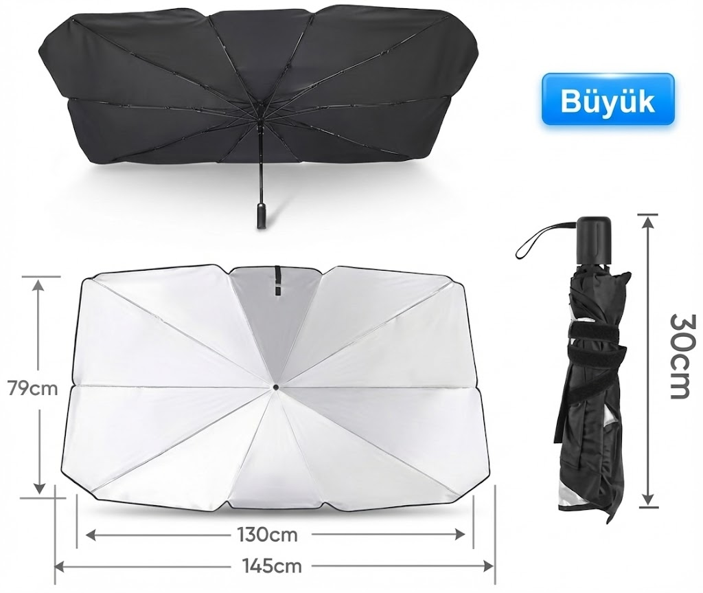 Araba Güneş Gölge Koruyucu Şemsiye Oto Ön Cam Güneşlik(145cm*79cm)