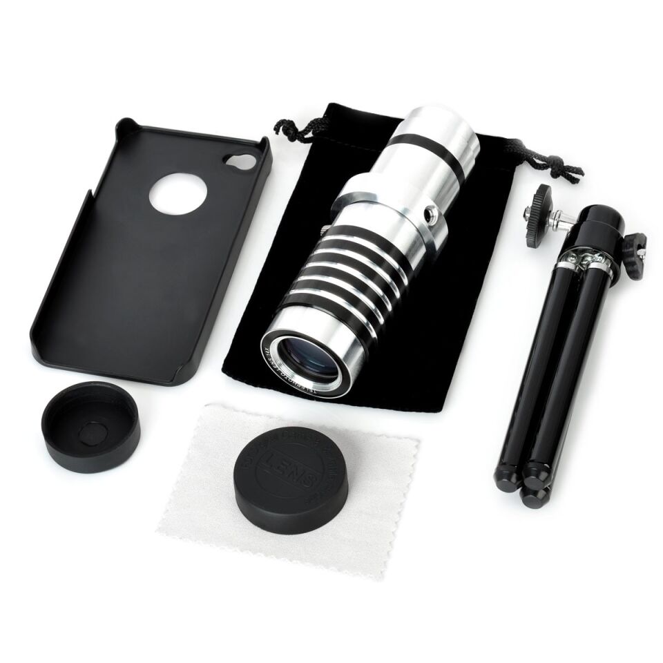 Iphone 5 5S - Iphone 4 4S Için Alüminyum 14X Optik Zoom Yakından Görüntü Çekme Dürbün