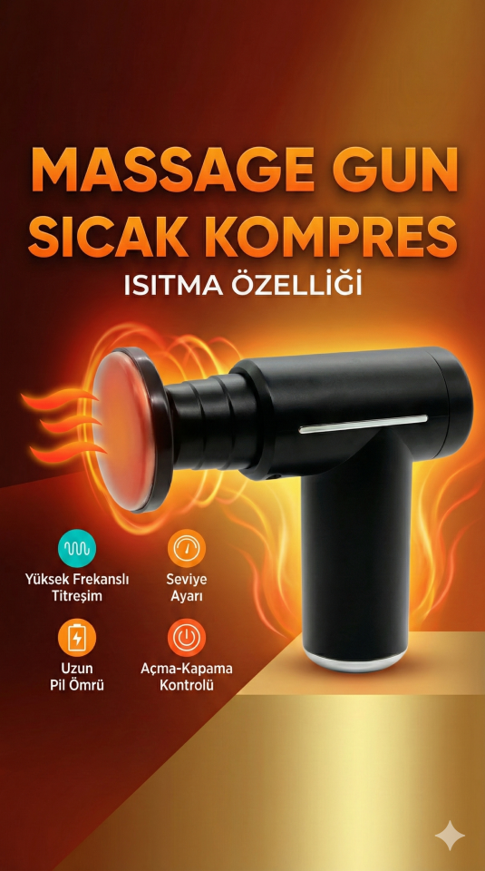 Sıcak Ve Soğuk Terapili Masaj Tabancası - Şarjlı Isıtmalı Masaj Cihazı - Sporcu Masaj Aleti
