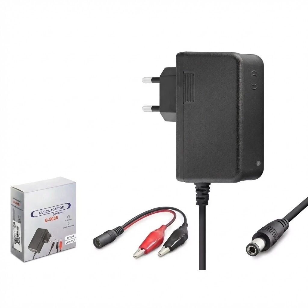 Akü Şarj Cihazı 6V 1.2A 7.2W Krokodil Uç Akü Şarj Adaptörü