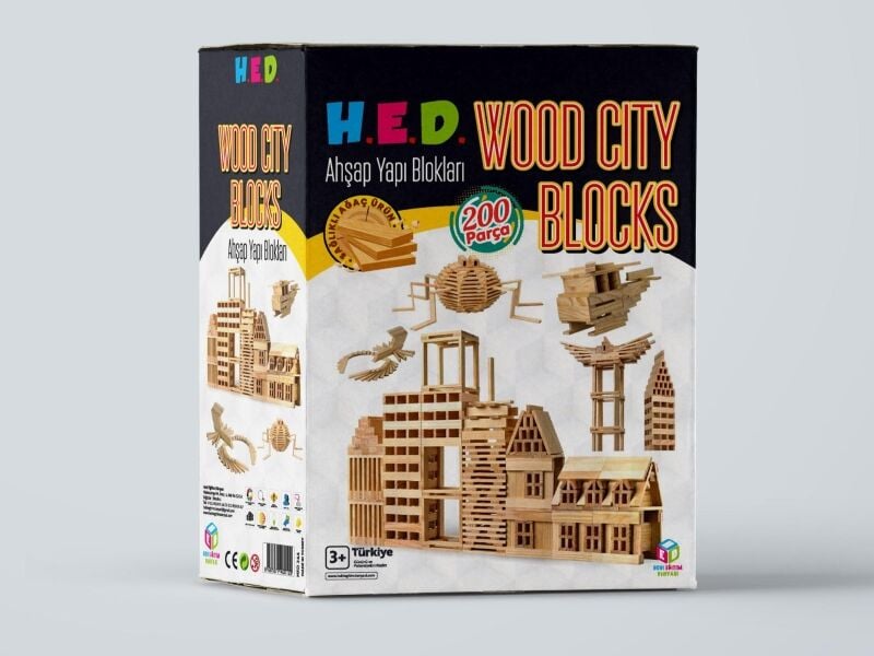 Wood City Blocks Ahşap Şehir Blokları (Kayın Ağacı)