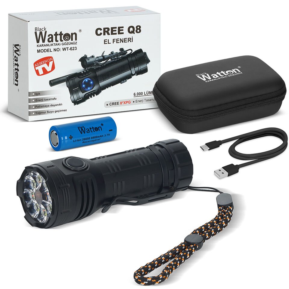 Cree Q8- XQG 8+1 Led Şarjlı El Feneri WT-623