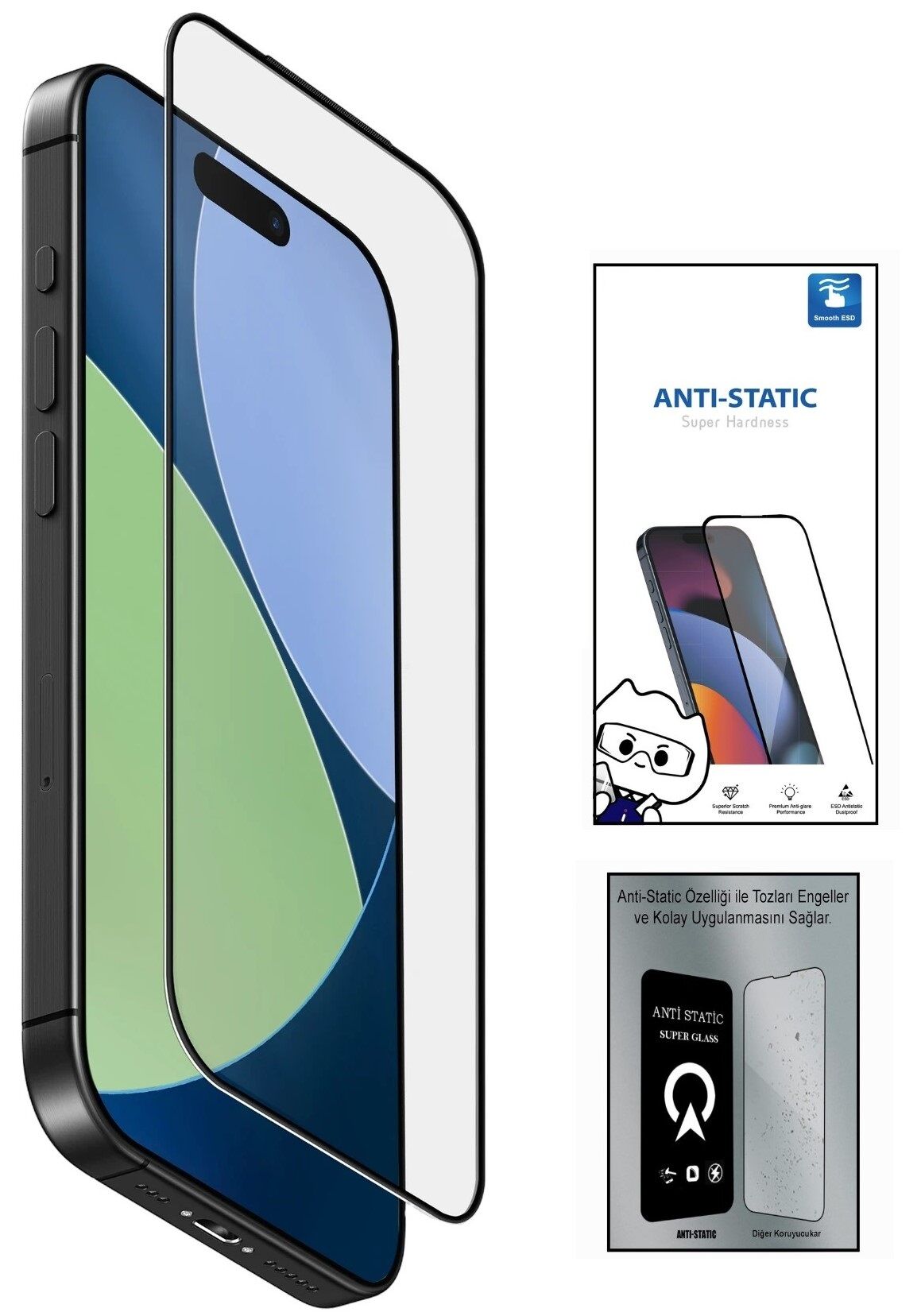 iPhone 16 6D Anti Static Temperli Cam Ekran Koruyucu Kırılmaz Full Kaplama