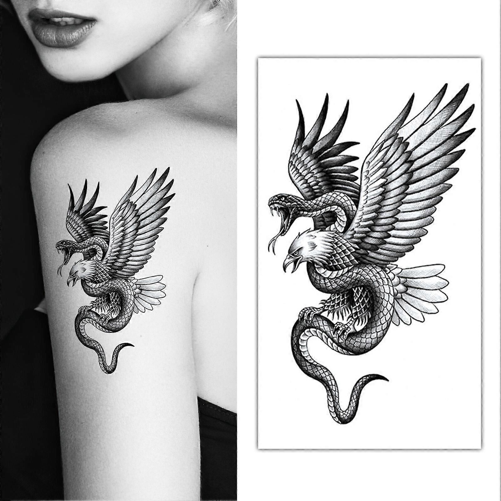 Yılanlı Kartal Geçici Dövme Şablonu