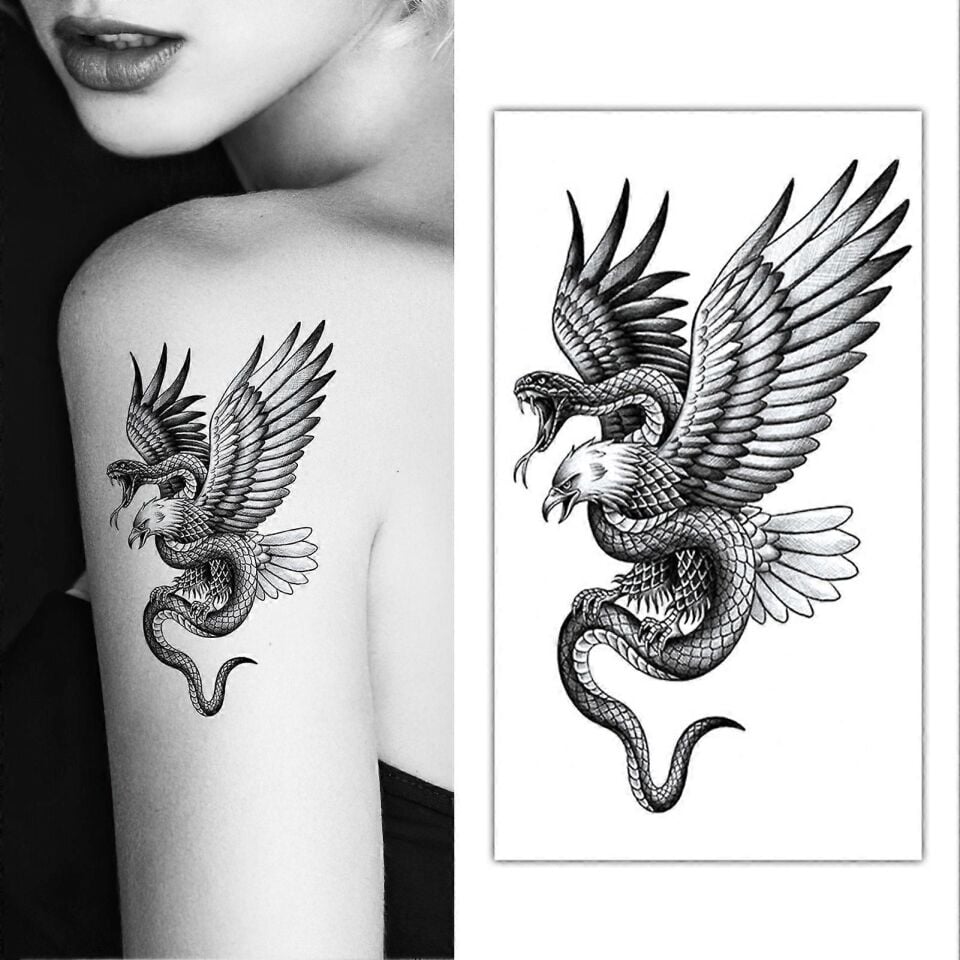 Yılanlı Kartal Geçici Dövme Şablonu