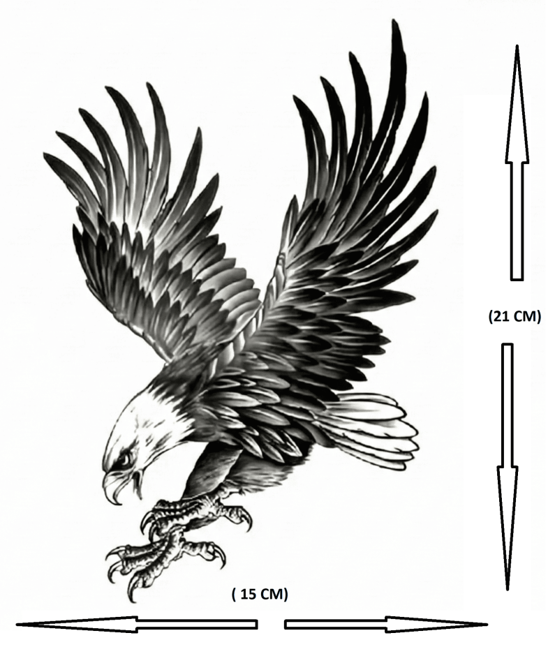 Kartal Geçici Dövme Şablonu Büyük Boy