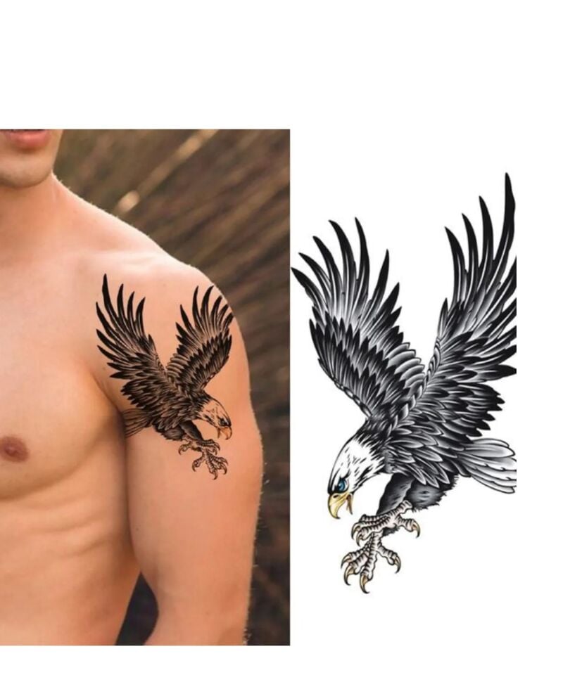 Kartal Geçici Dövme Şablonu Büyük Boy