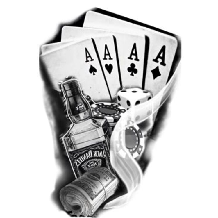 İskambil Dolar Zar Geçici Dövme Şablonu Büyük Boy