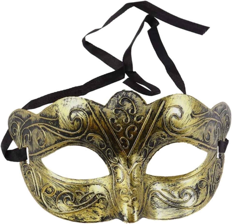 Maskeli Balo Antik Gri Gümüş Eskitilmiş Maske Balo Venedik