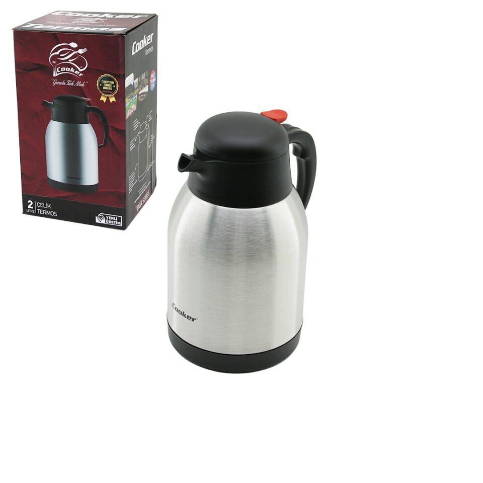 TERMOS 2LT 304 ÇELİK TERMOS INOX SERİSİ 12 SAAT SICAK 24 SAAT SOĞUK ÇİFT CONTALI KAPAK