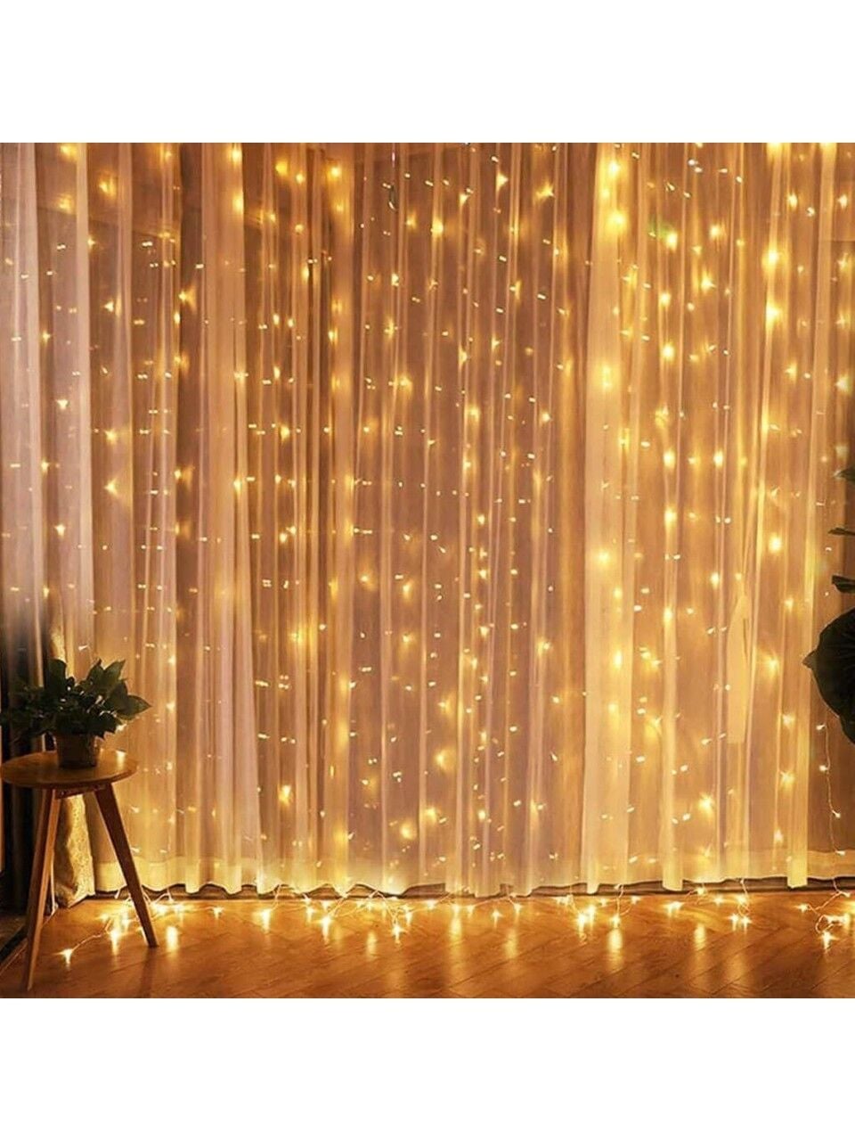 3x2m Premium Perde LED - 8 Fonksiyonlu, Su Geçirmez İç Dış Mekan Teras Dekor Işıkları