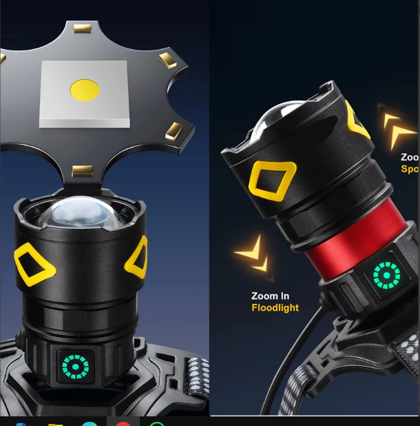 F.B.I Pro F-3003 Alüminyum PM10-TG LED Type-C Powerbank ve Solar Şarjlı Kamp Kafa Feneri