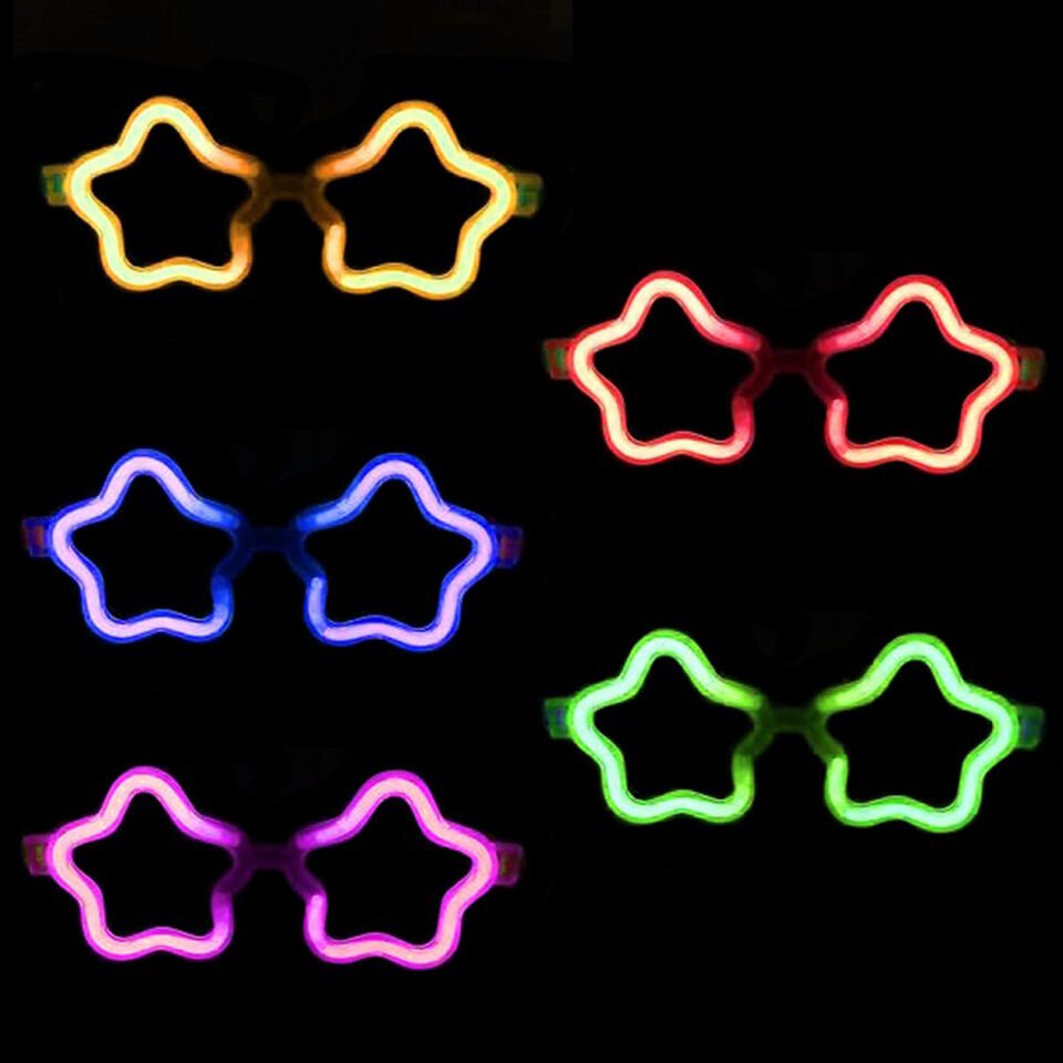 12 Adet Yıldız Glow Gözlük – Glow Partisi ve Etkinlik İçin