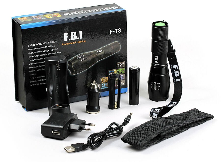 F.B.I F-T3 Su Geçirmez Alüminyum Oksidiyon Şarjlı El Feneri