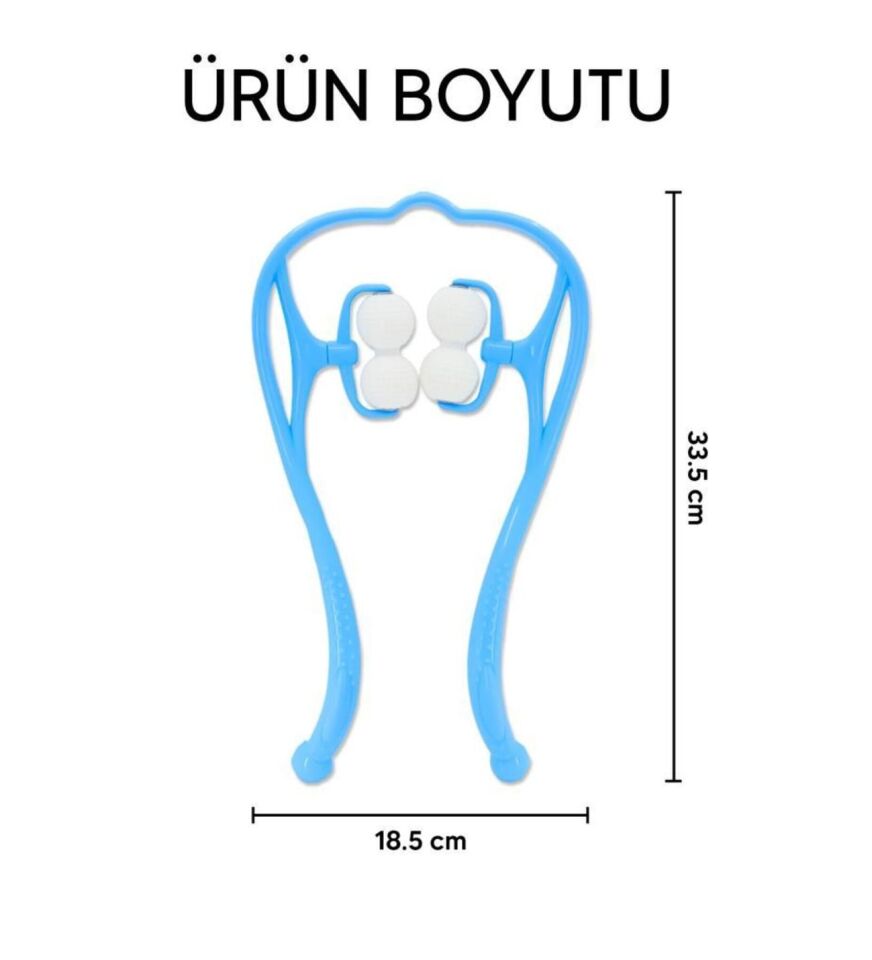Boyun Bacak Ayak Bel Masaj Aleti Çok Fonksiyonlu Manuel 4 Tekerlekli - Mavi
