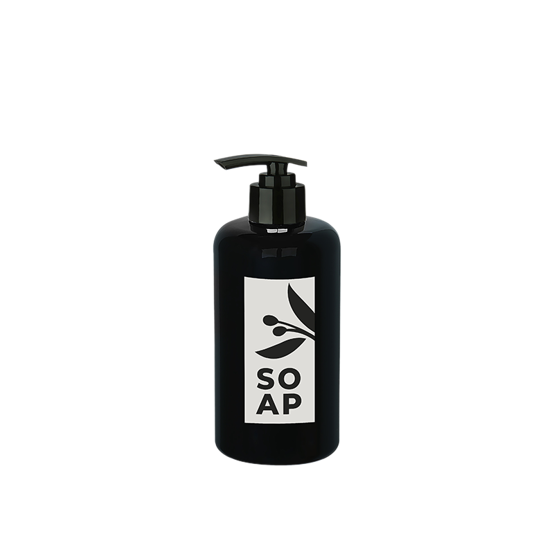 Sıvı Sabunluk Yuvarlak Plastik Pompalı 500 ML - Siyah