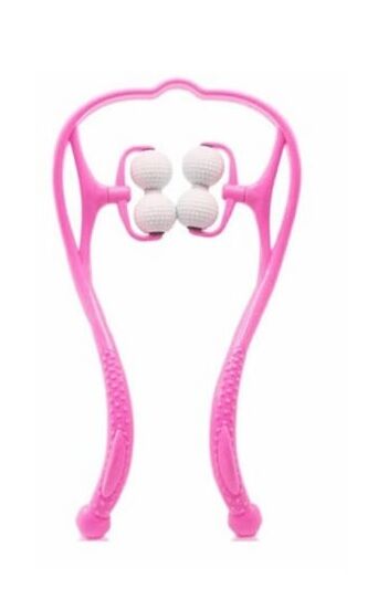 Boyun Bacak Ayak Bel Masaj Aleti Çok Fonksiyonlu Manuel 4 Tekerlekli - Pembe