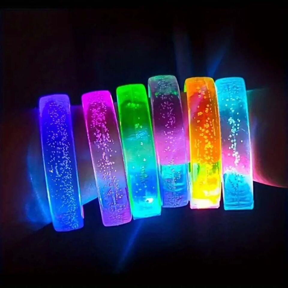 Yeşil Led Işıklı Baskı Yapılabilen Pilli Bileklik Bilezik 1,5 cm Genişlik
