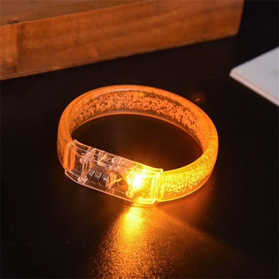Turuncu Led Işıklı Baskı Yapılabilen Pilli Bileklik Bilezik 1,5 cm Genişlik