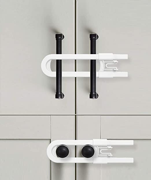 4 Adet Çocuk Koruma Kilidi - Slide Dolap Çekmece Kilidi Sürgülü Kilit