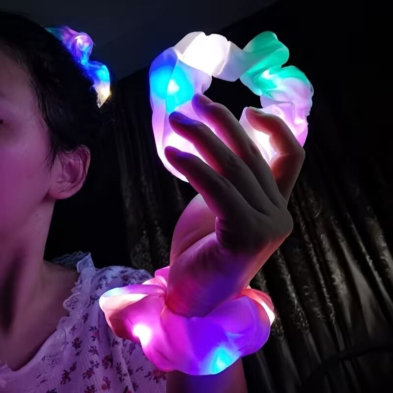 Soft Mavi Renk Led Işıklı Lastikli Saç Tokası - 3 Modlu Festival & Parti Saç Tokası
