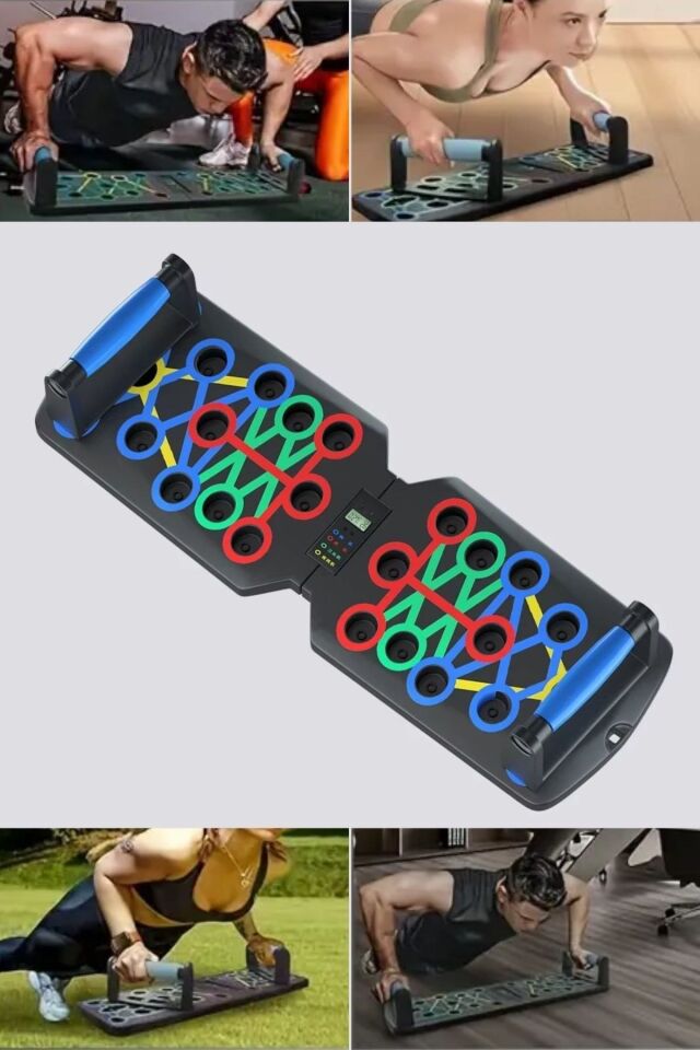 Fitness Tahtası Evde Egzersiz Spor Platformu Otomatik Sayaçlı Katlanabilir İpli Şınav Tahtası