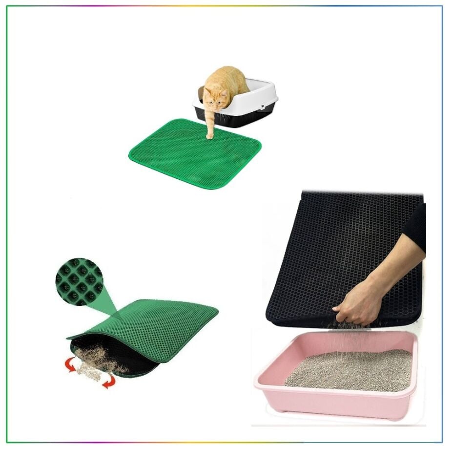 Elekli Kedi Tuvalet Önü Paspası - Yeşil