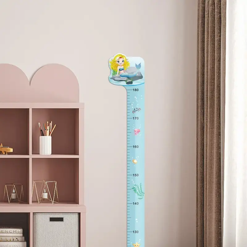 Sevimli Sarı Zürafa &  Yeşil Dinazor  & Deniz Kızı  & Roket & Ağaç Boy Ölçüsü Sticker