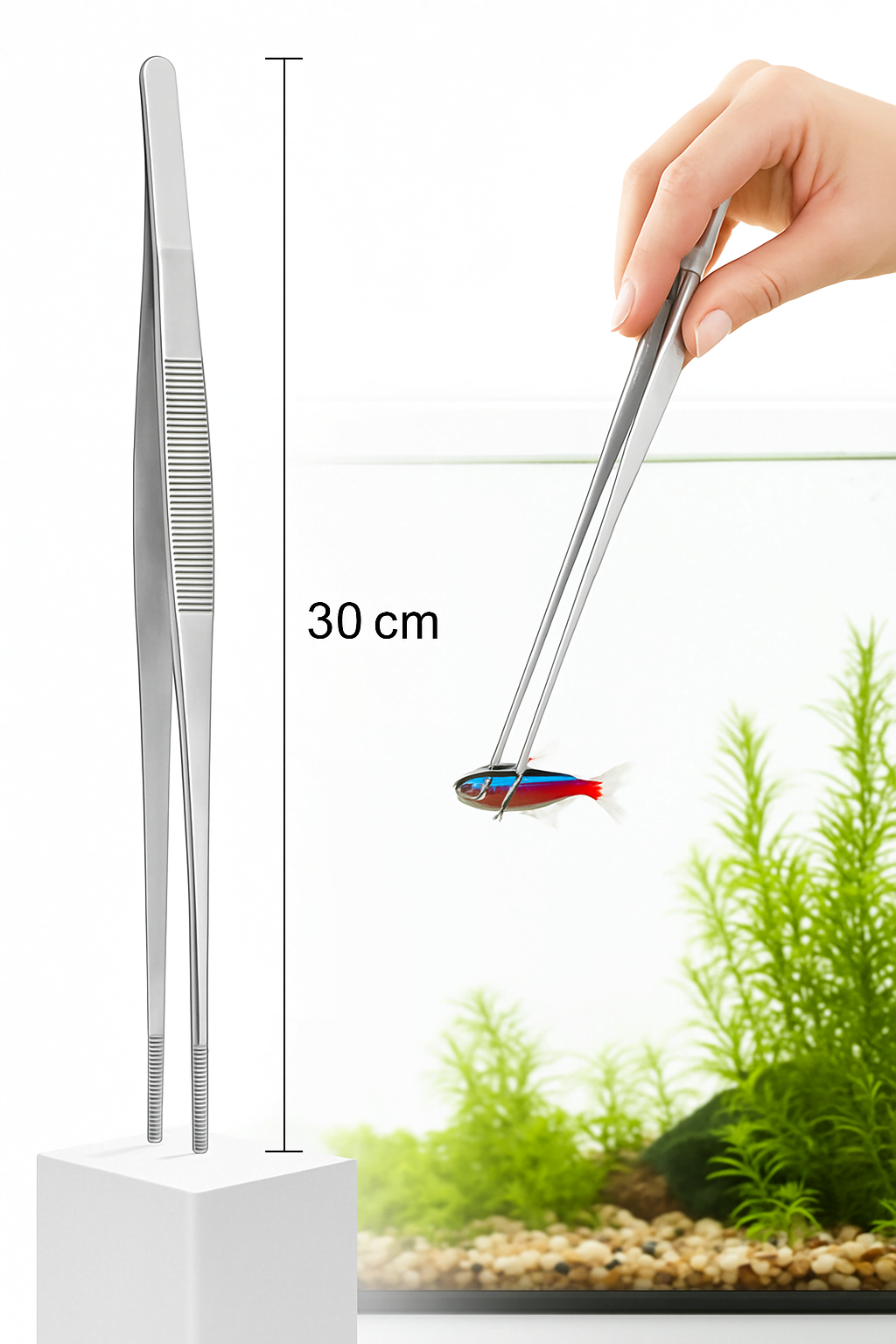 Uzun 30 cm Çelik Cımbız - Akvaryum Maşası