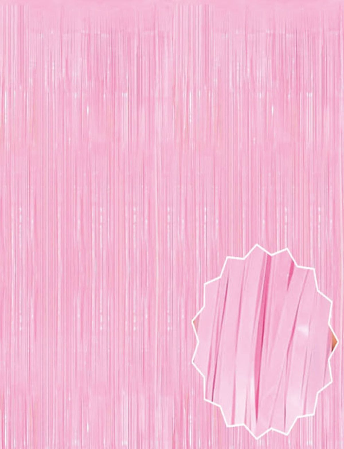 Soft Pembe Püsküllü Kapı Perdesi - Parti, Baby Shower, Cinsiyet Partisi 1x2 m