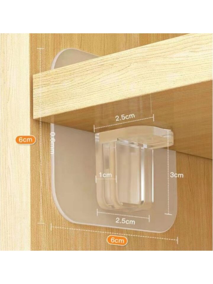 Raf Köşe Tutucu Yapışkanlı Dolap İçi Köşe Destek Aparatı 4 Adet Çok Amaçlı Klips