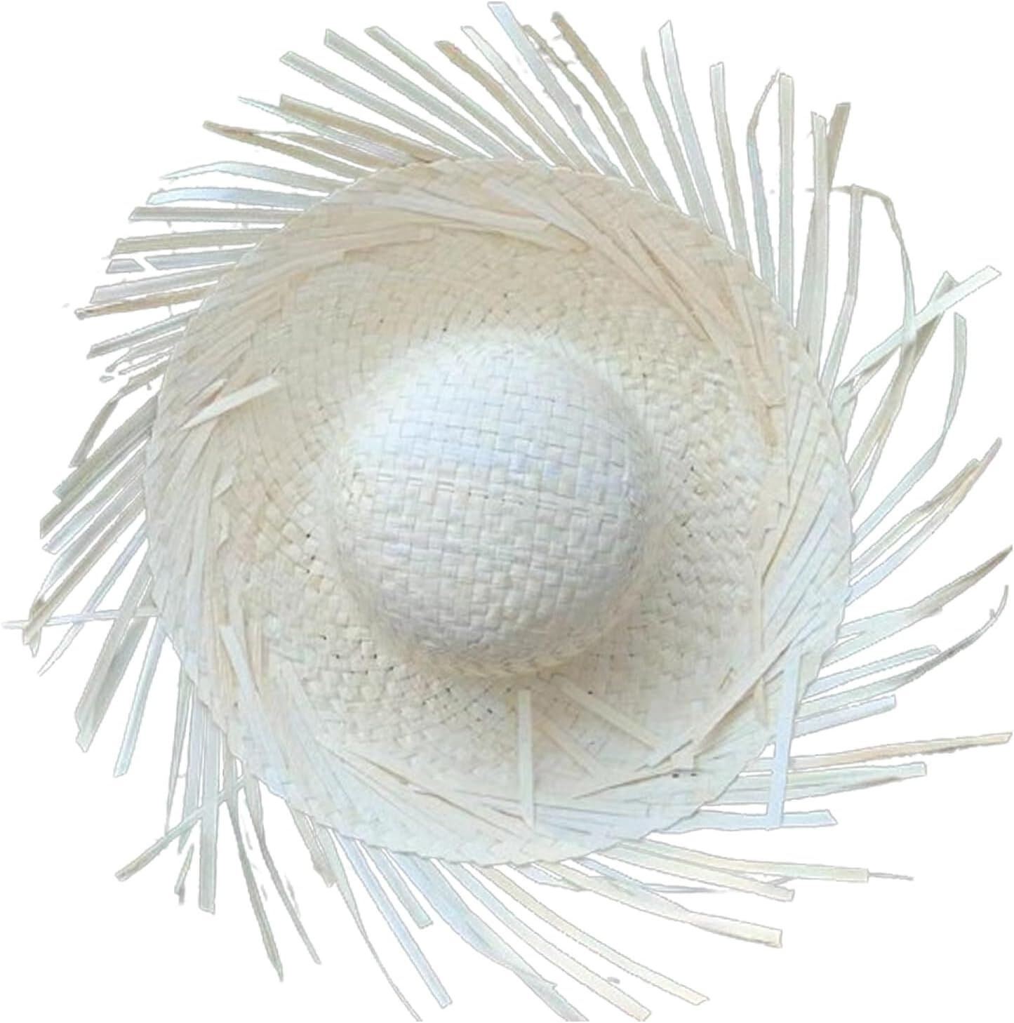 Tropikal Parti Beyaz Hasır Hawaii Şapkası 13x36 cm