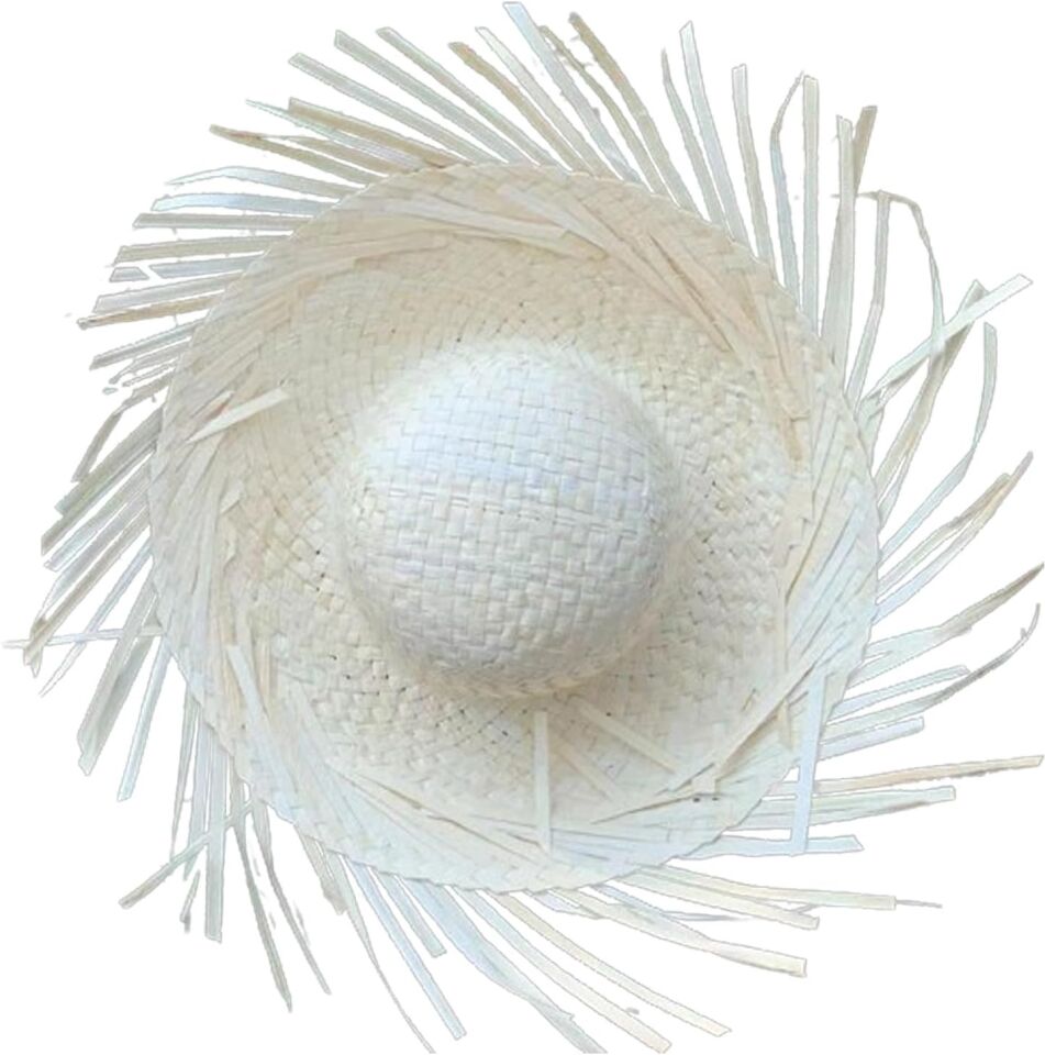 Tropikal Parti Beyaz Hasır Hawaii Şapkası 13x36 cm