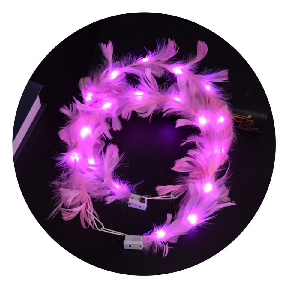 Led Işıklı Rengarenk Yanan 3 Fonksiyonlu Otrişli Parti Tacı Pembe Renk 12x12 cm