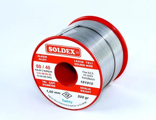 Soldex 60-40 Lehim Teli 500 Gr 1.6 mm - Sn:60 / Pb:40