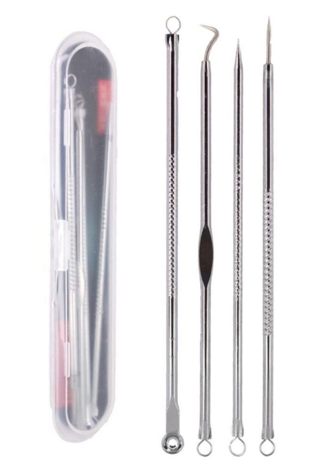 4 lü Kutulu Paslanmaz Komedon Akne - Siyah Nokta Temizleyici Set