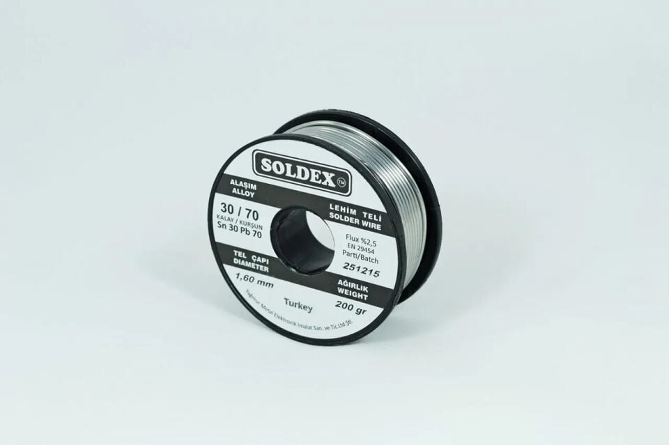 Soldex 30-70 Lehim Teli 200 Gr 1,6 mm Sn:30 - Pb:70