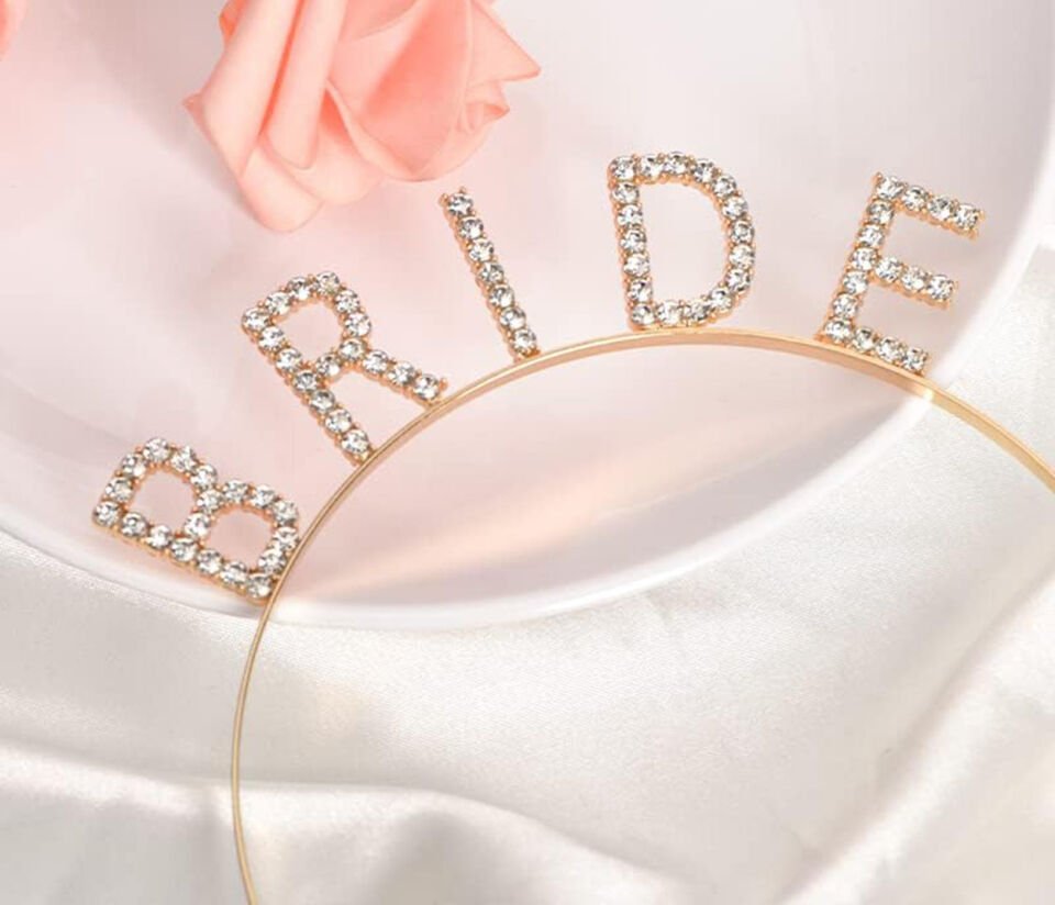 Altın Gold Renk Bekarlığa Veda Kristal Taş Bride Tacı İthal 16x10 cm