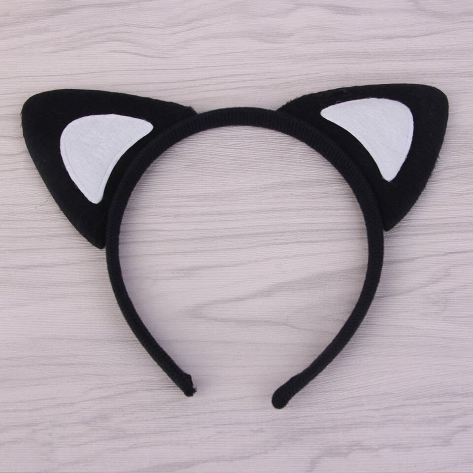 Kedi Kulak Taç Siyah İçi Beyaz Renk Pofuduk 15X17 cm