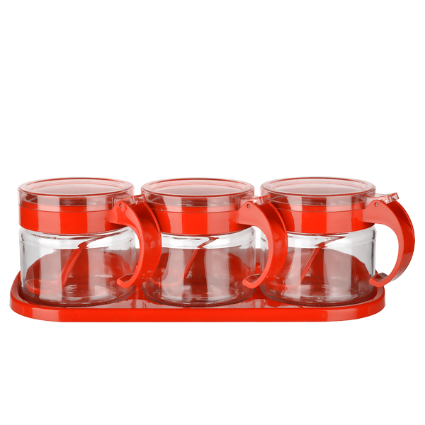 Baharat Seti 3 Adet Kaşıklı Standlı Cam Baharatlık