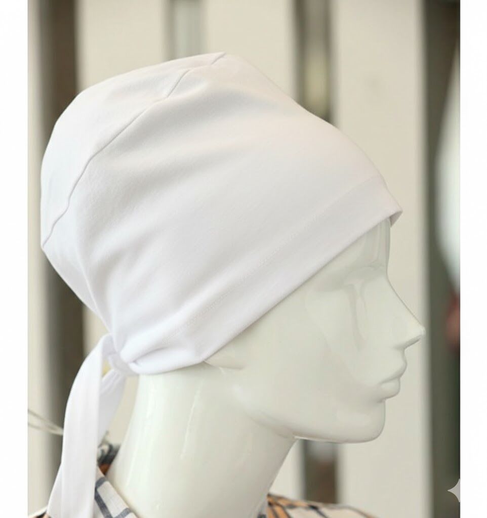 Bağlamalı Tesettür Bone - Bağlamalı Bandana Beyaz 5 Adet