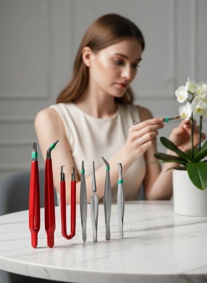 Premium 7 Parça Çelik Profesyonel Çiçek Bakım ve Teraryum Cımbız Seti - Lüks Bakım Kiti