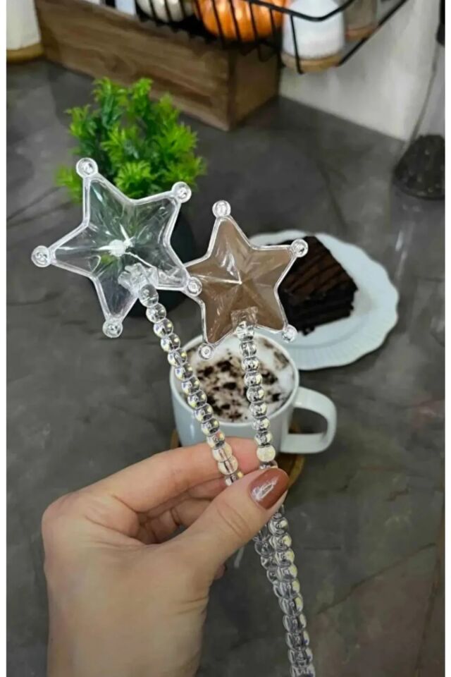 3 Adet Sihirli Asa Yıldız Şekilli Kristal Tuzluk, Karabiberlik, Baharatlık Boncuk Saplı
