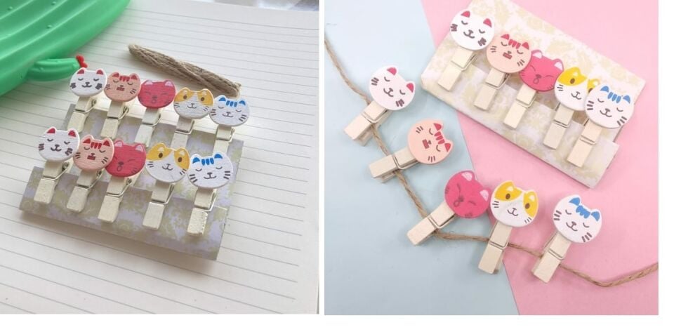 İpli Mandallı Kedili Fotoğraf Albümü Kedi Kafası Şekilli Mandal