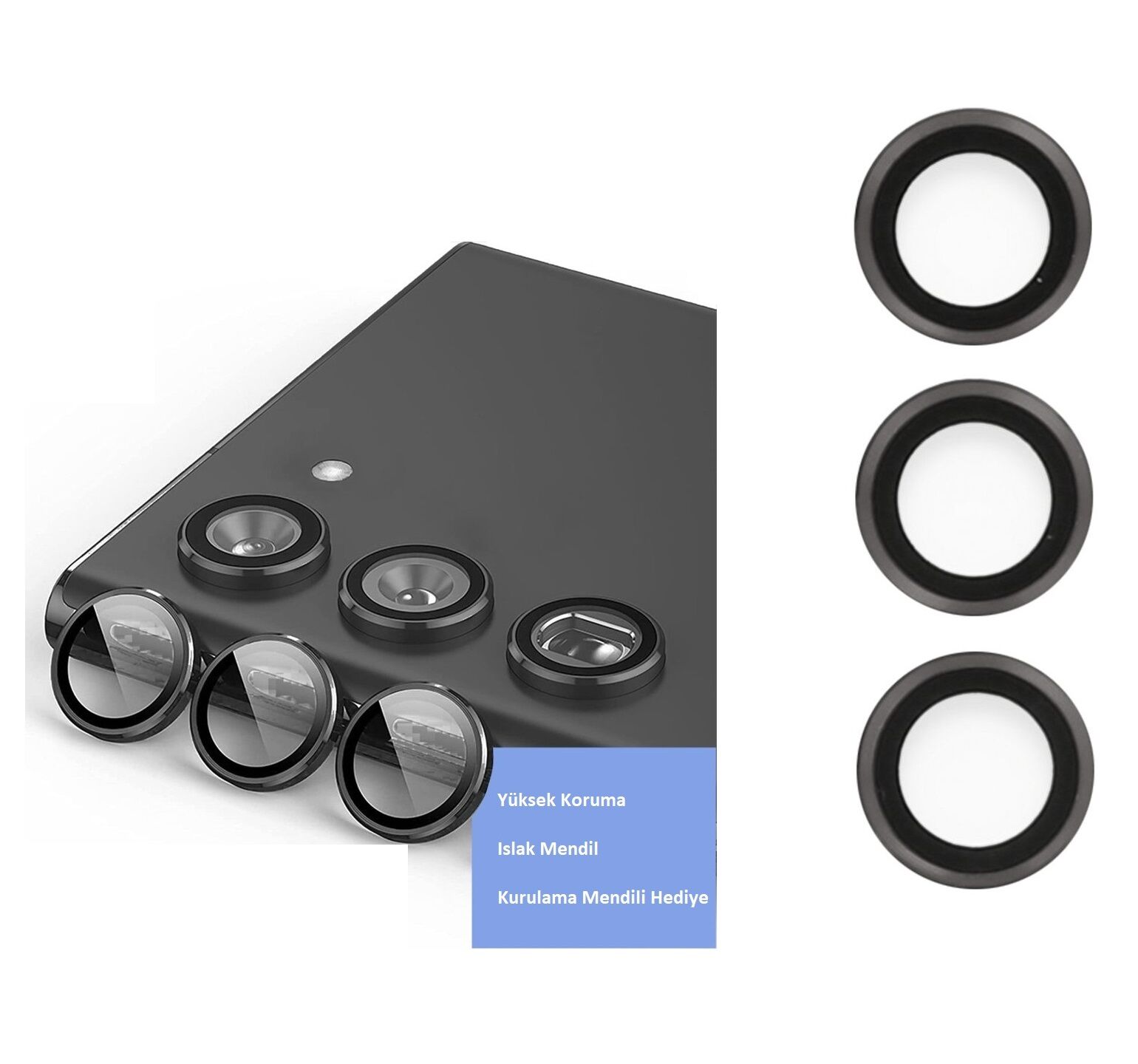 Samsung Galaxy S23 Plus Kamera Lens Koruyucu - Siyah