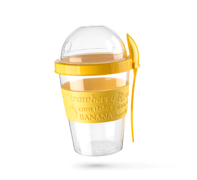 Meyve Hazneli - Kaşıklı Portatif Yoğurt Kabı