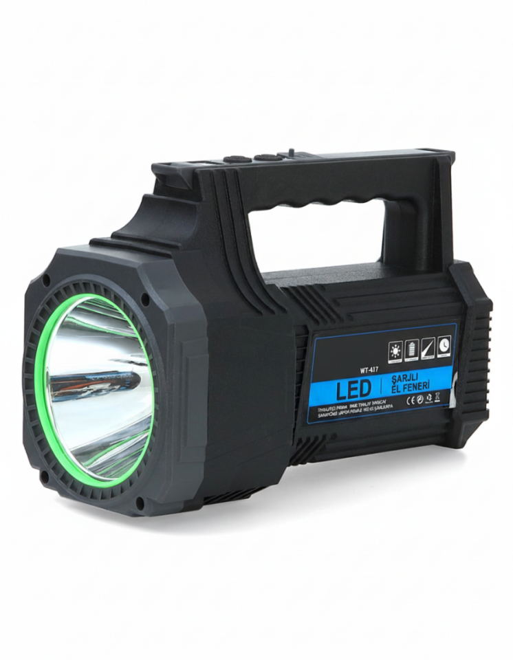Şarjlı Dev Boy El Feneri 25W Süper Parlak LED El Lambası Kamp, Av ve Güvenlik İçin İdeal