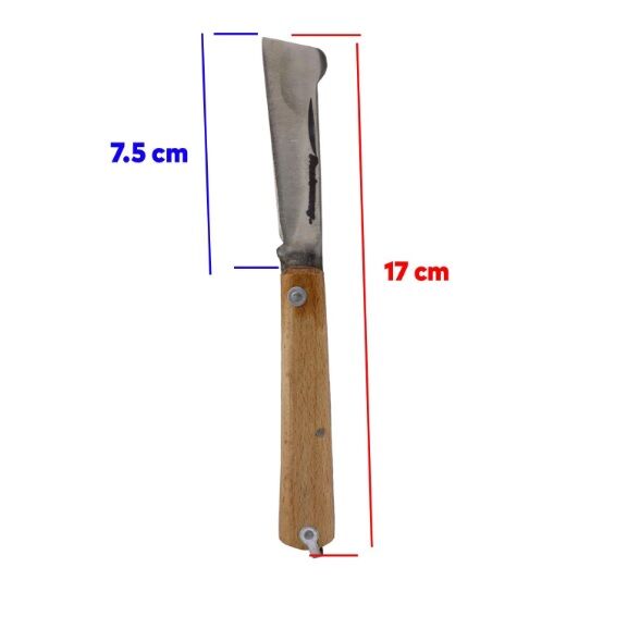 Aşı Bıçağı Profesyonel Çelik Tepeli Uçlu Bağ Ağaç Budama Aşı Çakısı 170 mm Ahşap Saplı Bıçak Çakı