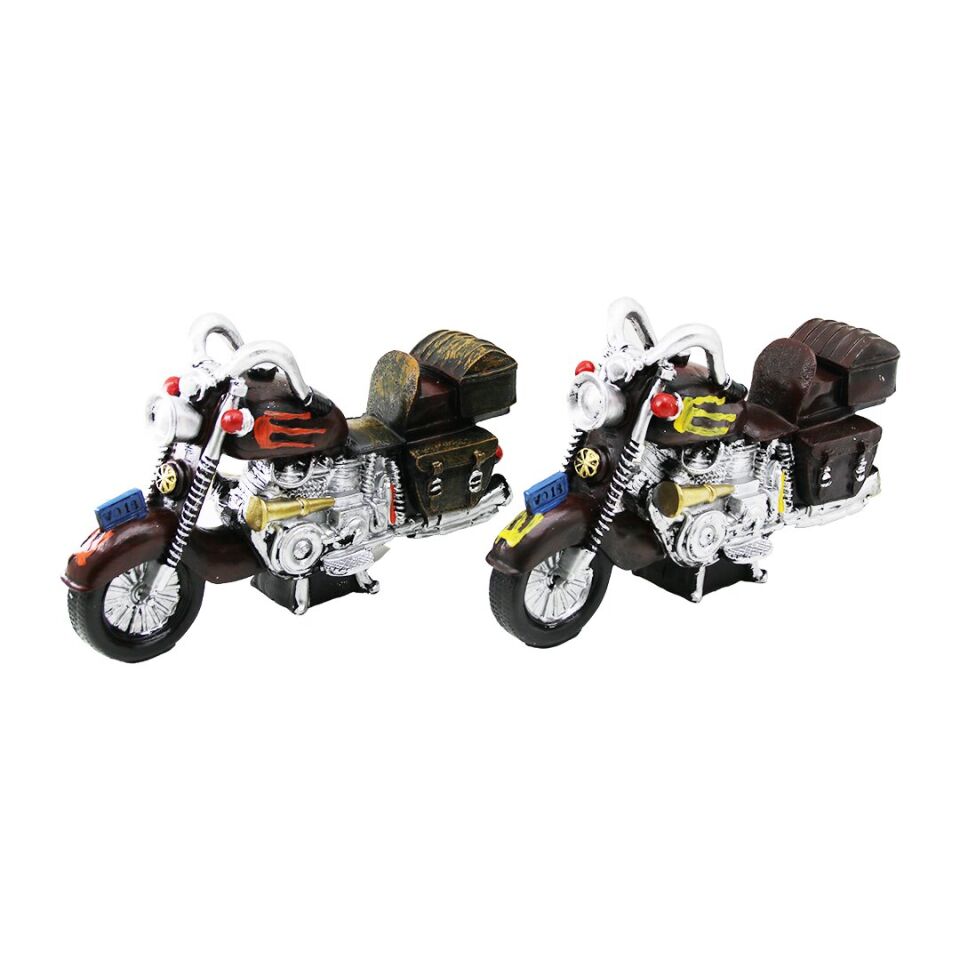 KUMBARA MOTORSİKLET VİNTAGE DEKORATİF BİBLO KUMBARA RENKLİ 25CM REÇİNE